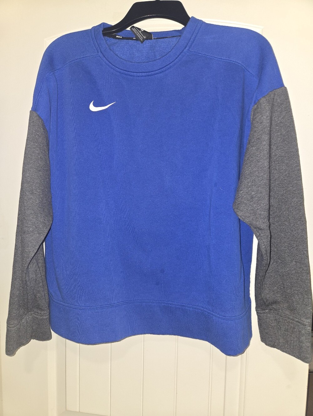 Nike Royal Blue Crew Sweatshirt with Gray Sleeves